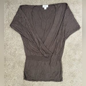 LOFT Dark Brown Lightweight Wrap Top